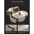 Round Storage Coffee Table Set With Two Stools